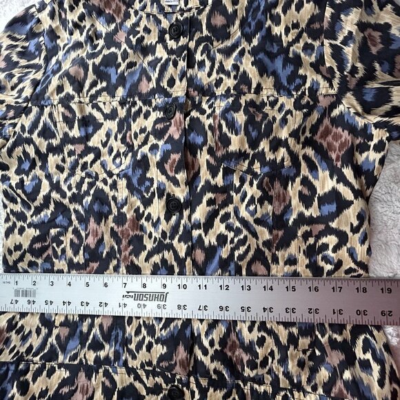Pendleton Womens Leopard Blouse Button Down Long Sleeve Medium Petite Brown Silk - Picture 7 of 8